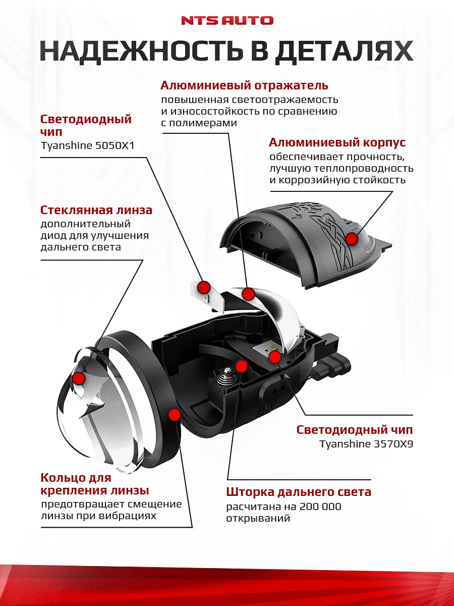 BI-LED ПТФ "VIKING" 3 дюйма 12V 6300K