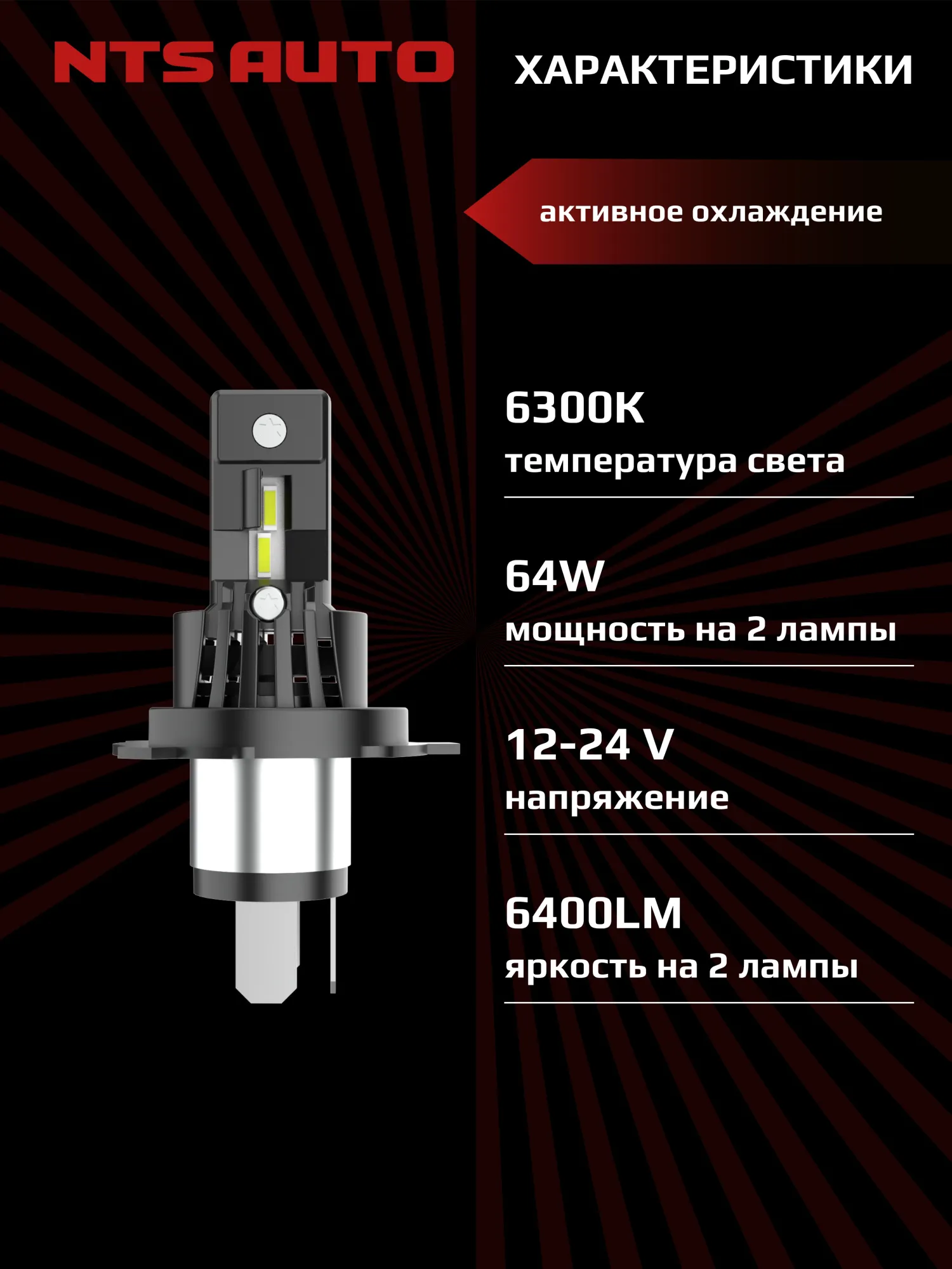 Светодиодные лампы A54 H4/H19 6300К